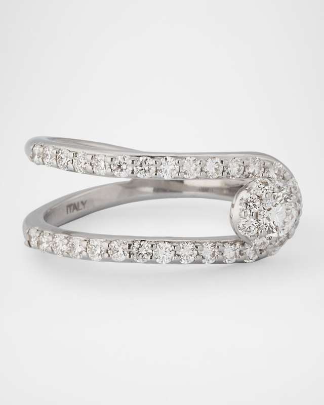 18K White Gold Anima Ring with Diamonds, Size 5.75